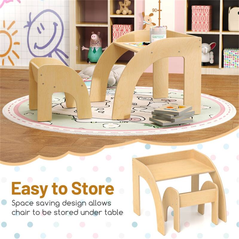 Kids Table and Chair Set for Children 3+ Years Old Multipurpose Drawing Writing Play Furniture - 23.5" x 23.5" x 19.5"