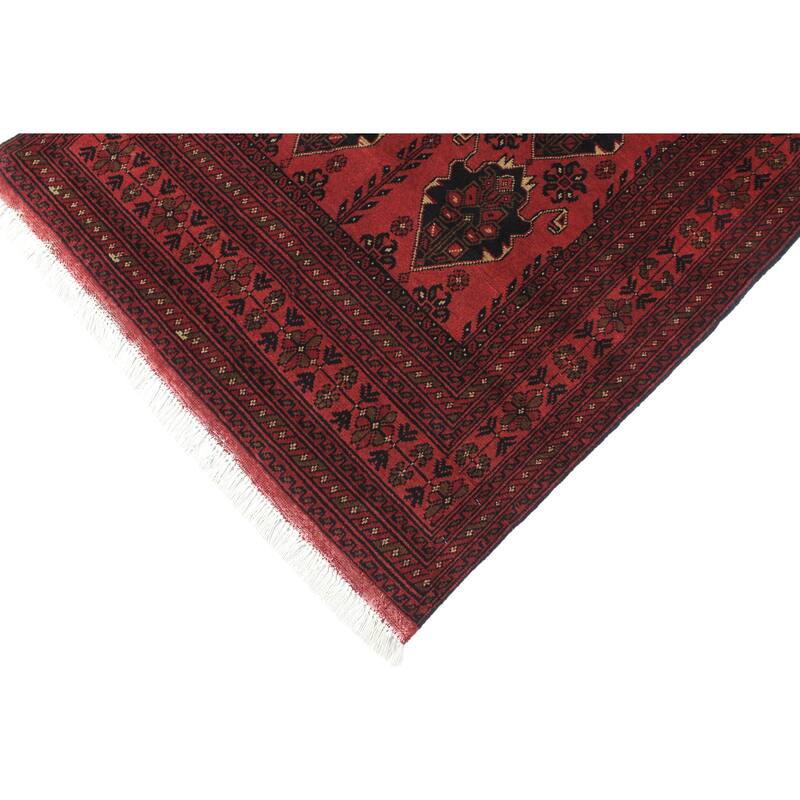 Rustic Biljik Khal Mohammadi Ezra Red/Black Rug - 3'5'' x 4'10''