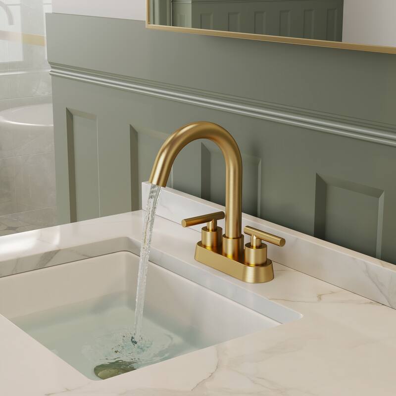 4" Centerset 3 Holes Double Handle 360° Swivel Bathroom Sink Faucet