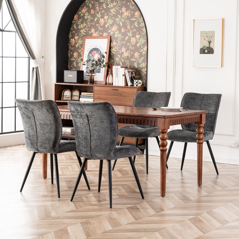 Fabric Upholstered High Back Dining Chairs Set of 2