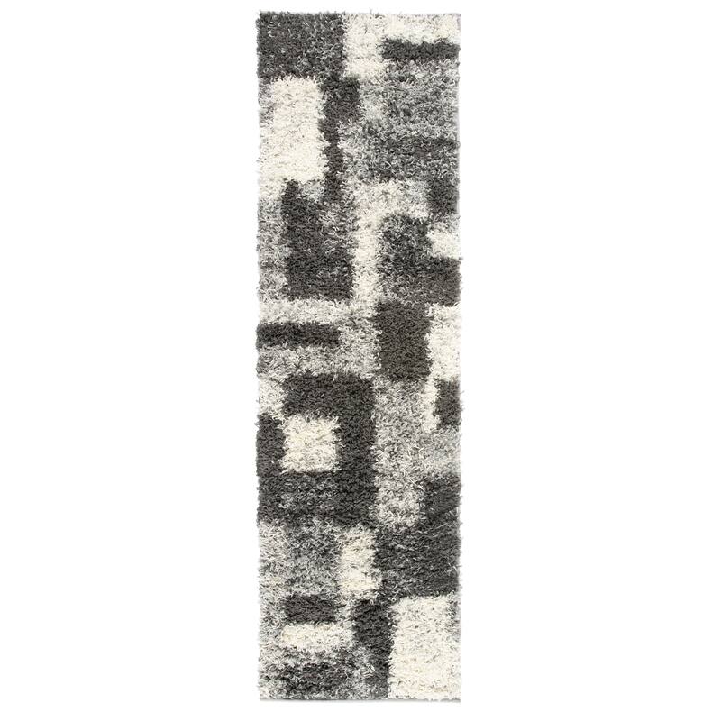 World Rug Gallery Distressed Modern Boxes Plush Shag Area Rug