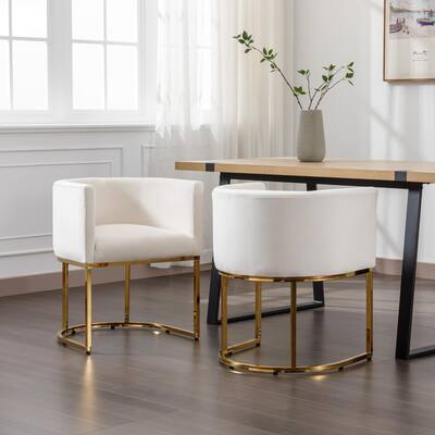 Modern Upholstered Barrel Dining Chair with Arms, 18.5" Wide Accent Chair with Metal Frame Set of 1