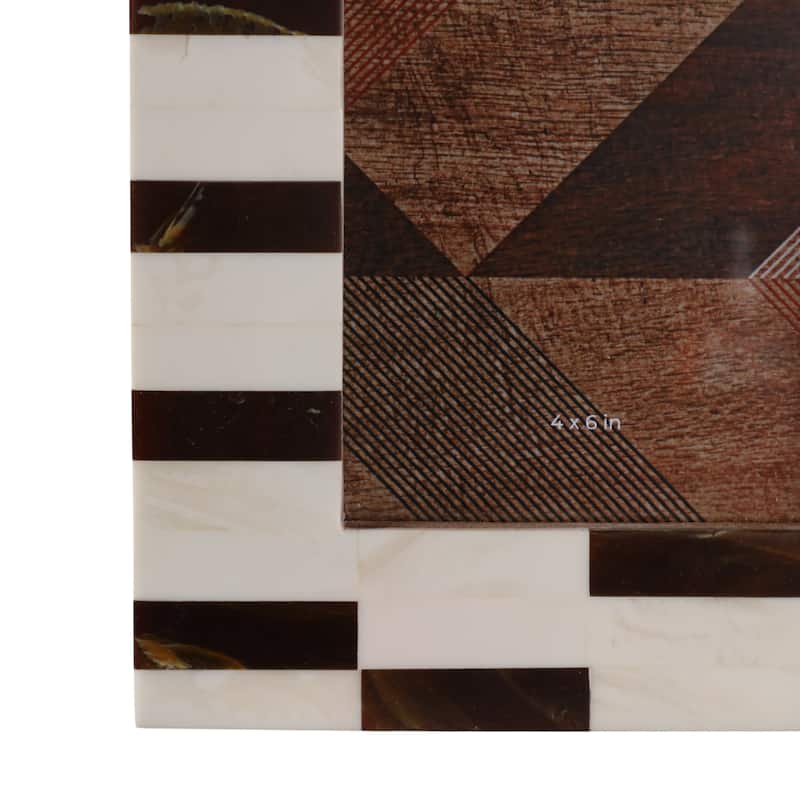 Resin Wood Picture Frame Small Stripe Modern Glam Design - 4x6" Brown