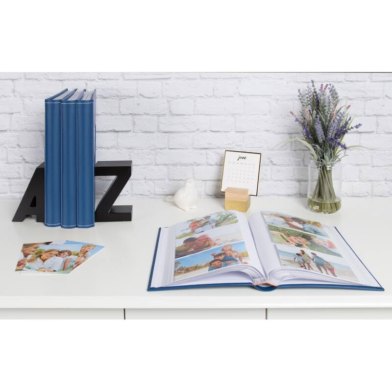 DesignOvation Debossed Black Faux Leather Photo Album (Pack of 4)