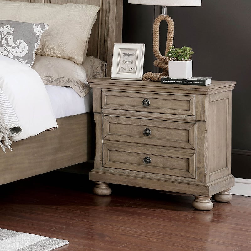 Nahkohe Transitional Grey Solid Wood 2-Drawer Nightstand by Carbon Loft - Grey