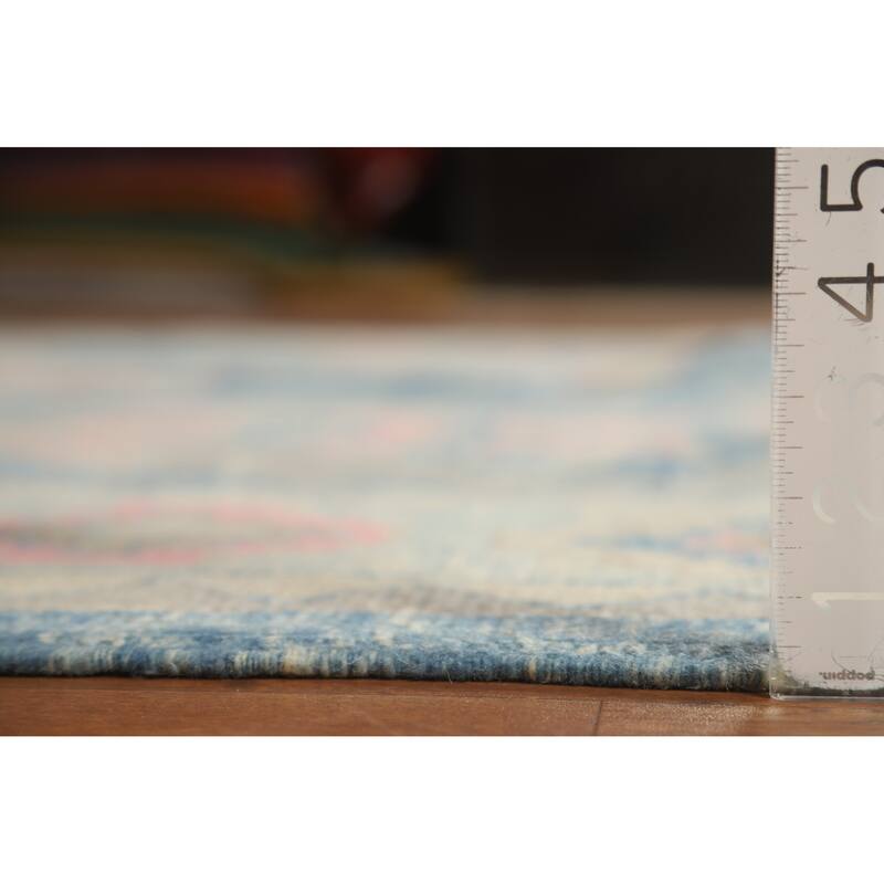 Hand Knotted Oriental 100% Wool Carpet Transitional Geometric Navy Blue & Blues Oushak Area Rug - 10' 7'' X 7' 11''