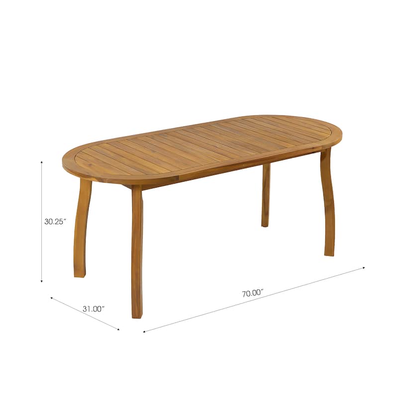 Christopher Knight Home - Cascade 70" Outdoor Acacia Wood Oval Dining Table, for 4-6 Person Seating
