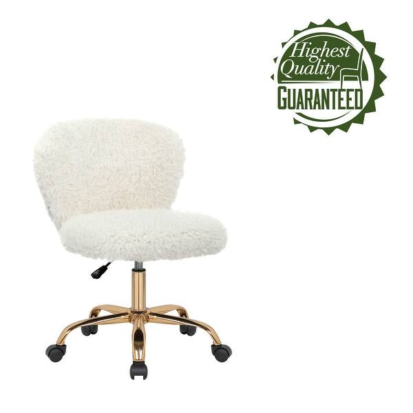Porthos Home Itzel Armless Office Chair Plush Fabric Gold Legs Overstock 31825466