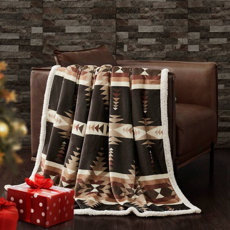 Indigo Hill by HiEnd Accents Campfire Sherpa Fleece Throw, 1PC or 3PC - 1-Piece - Yosemite