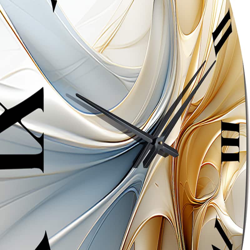 Designart "Vintage Blue And Orange Wave Elegance" Abstract Shapes Oversized Wall Clock