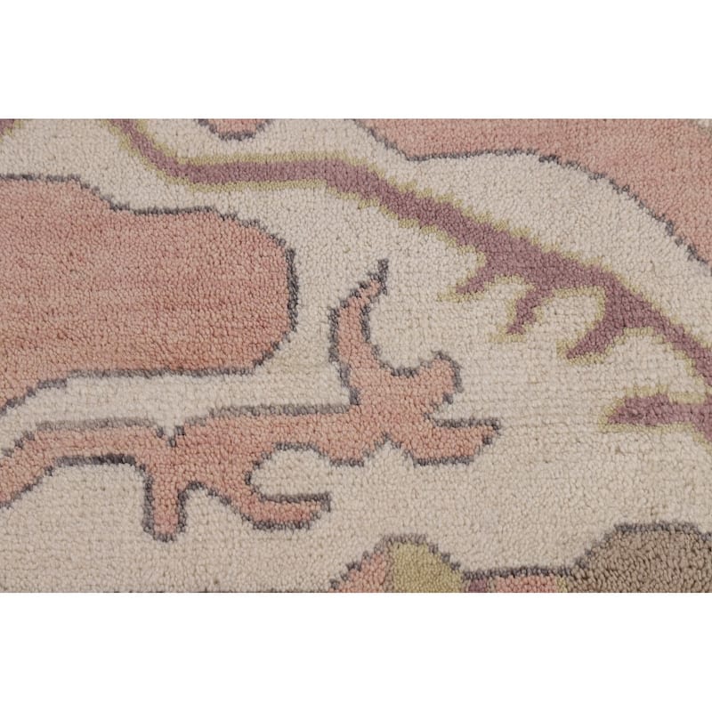 Pink & Ivory Oushak Oriental Large Area Rug Hand-Knotted Wool Carpet - 10'0" x 13'9"
