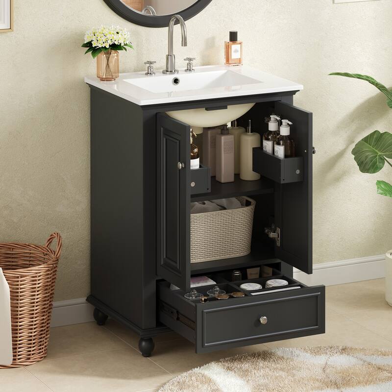 Soft Closing Doors Bathroom Vanity Cabinet with Ceramic Sink