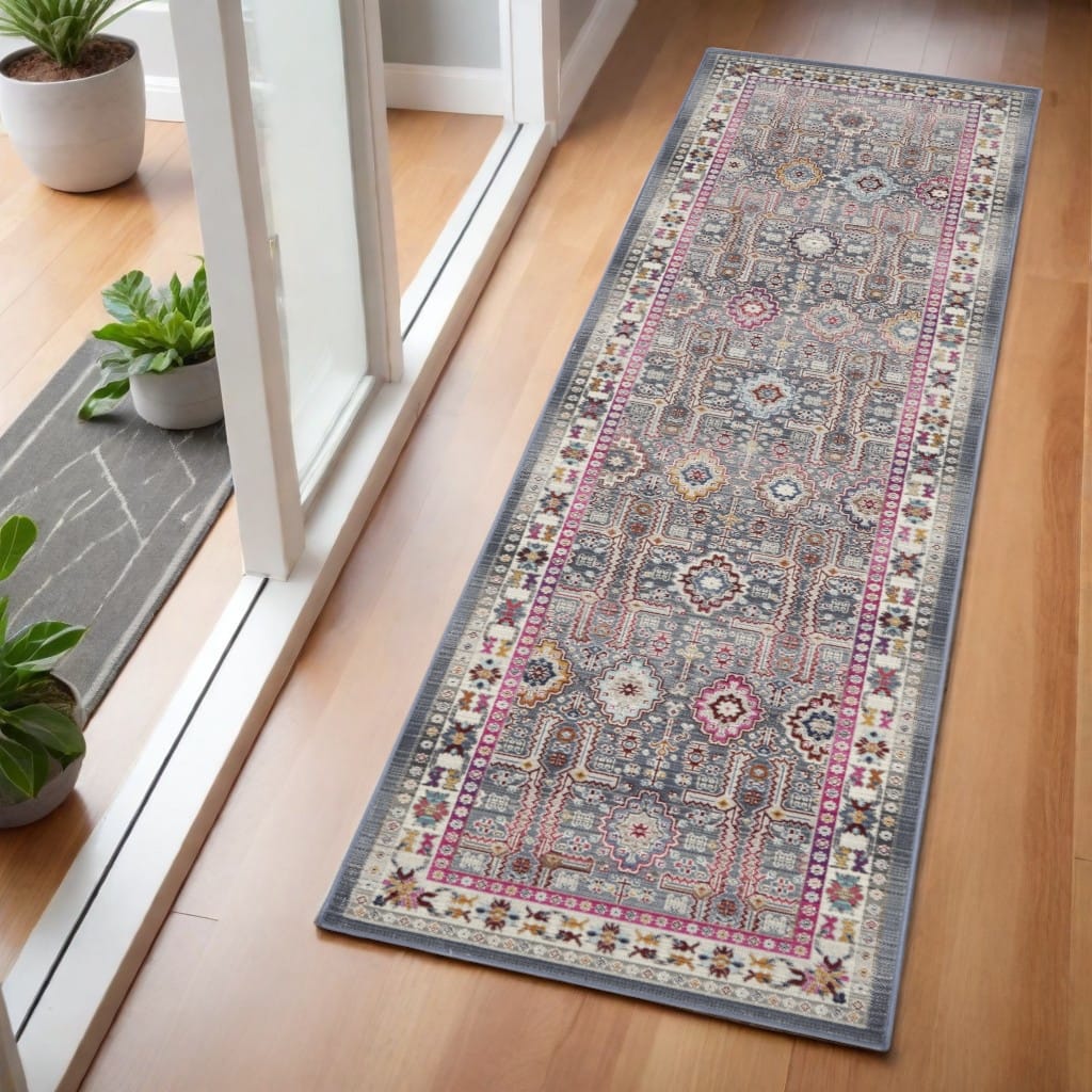 HomeRootsFloral Bohemian Runner Area Rug - 72' X '24' X '0.5