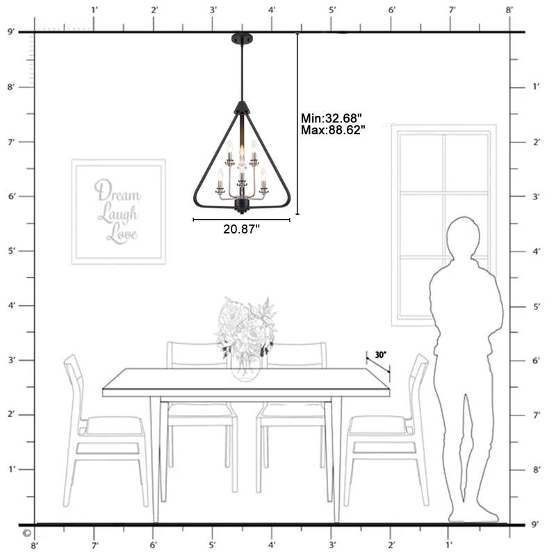 Industrial 6-Light Black & Nickel Tiered Pendant Chandelier Fixture - Dia.20.87-in