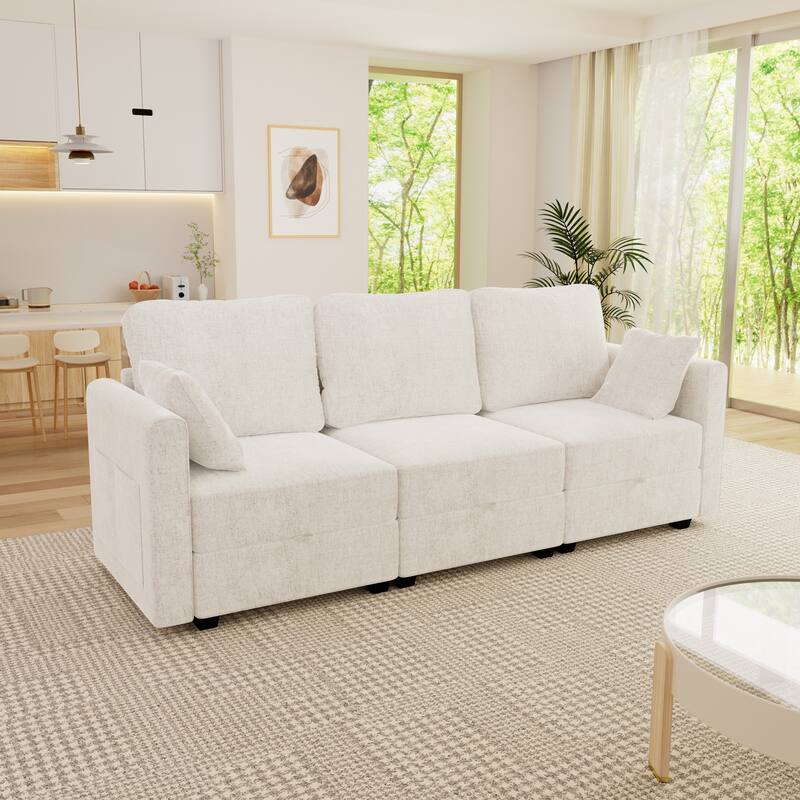 3-Seat Sofa with Hidden Chaise Storage & Cloud-Like Cushions