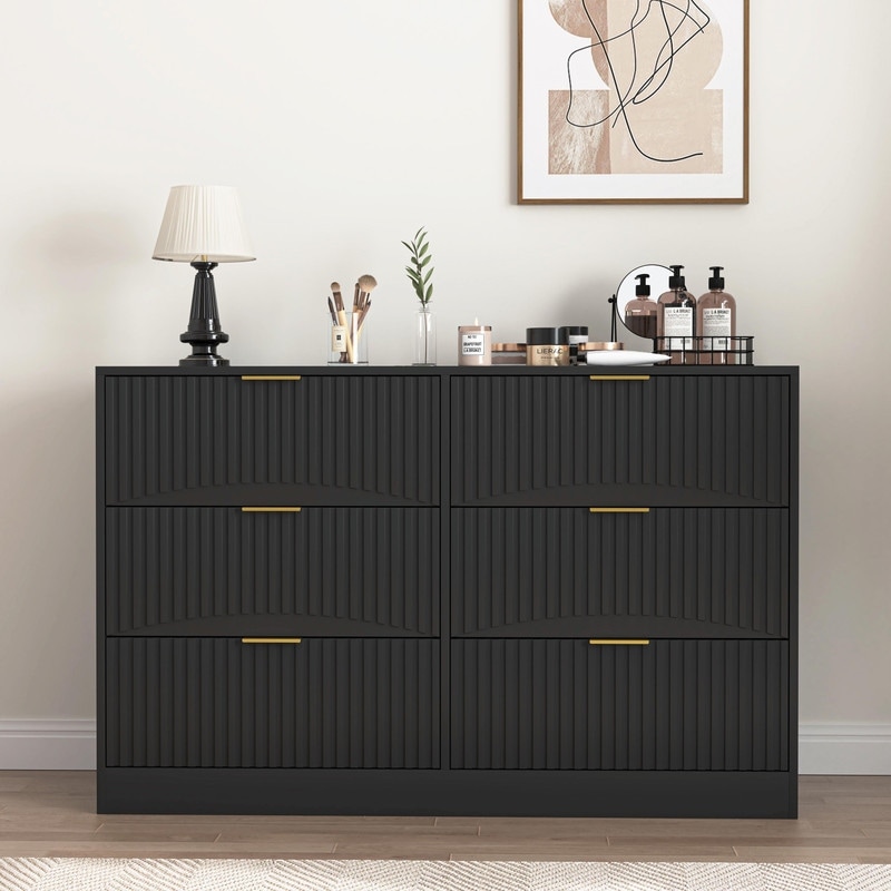Modern 6-Drawer Dresser, Versatile Chest of Drawers for Bedroom, Living Room, Hallway, & Entryway