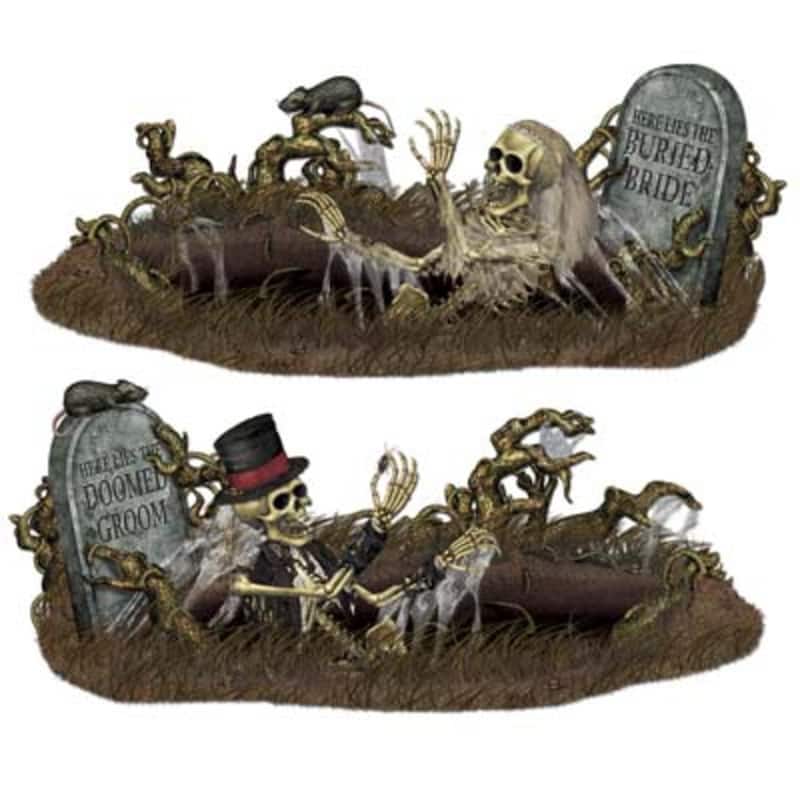 Club Pack of 24 Brown Doomed Groom Buried Bride Halloween Props 63.6"
