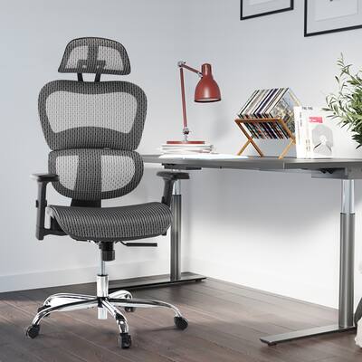HOME Office Chair, High Back Lumbar Support Swivel Computer Mesh Chair Adjustable Pivot Arms