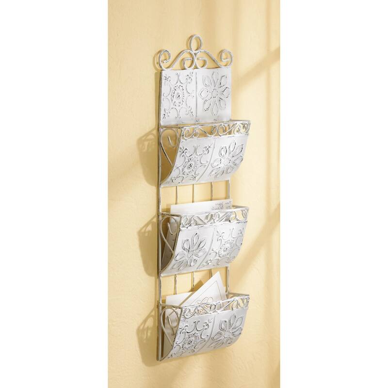 24" White Contemporary Swirl Letter Organizer