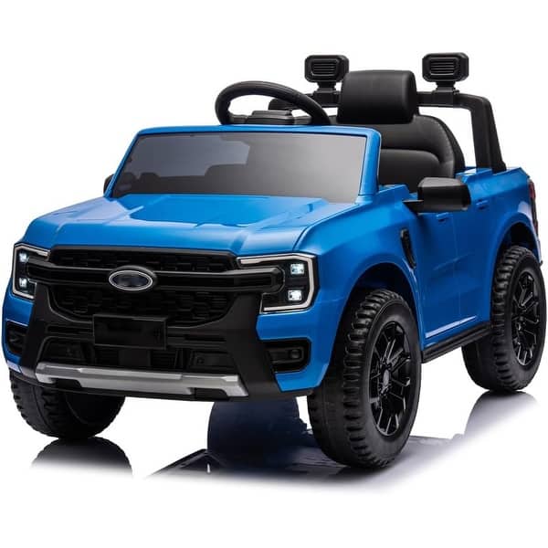 slide 2 of 19, 12V Kids Ride On Pickup Truck, Battery Powered Electric Car w/Remote Control, Adjustable Speed Blue