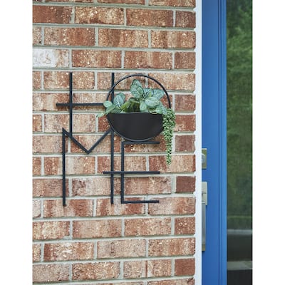 Signature Design by Ashley Dunster Black & Gray Indoor/Outdoor Wall Planter - 18"W x 5"D x 20"H