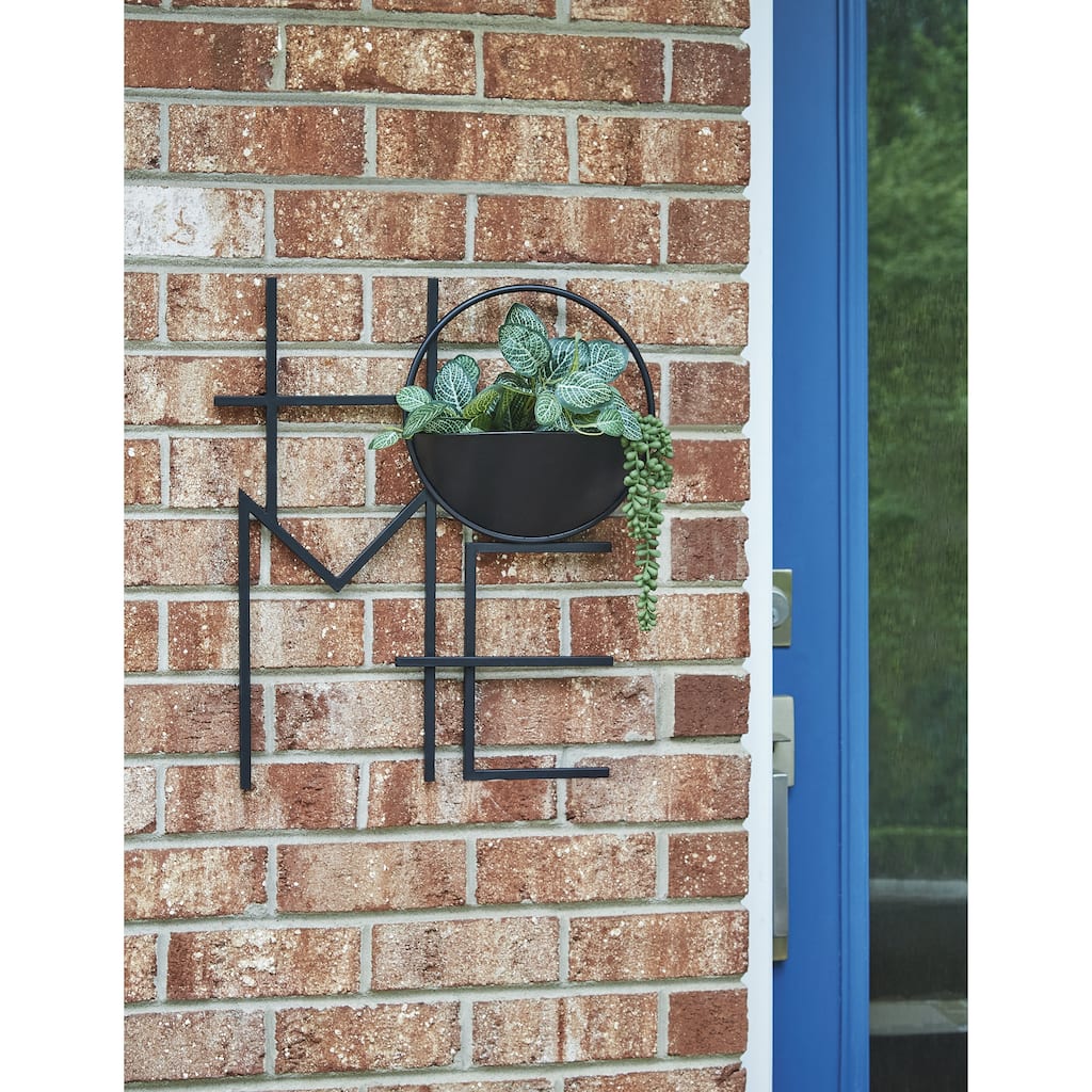 Signature Design by Ashley Dunster Black & Gray Indoor/Outdoor Wall Planter - 18"W x 5"D x 20"H