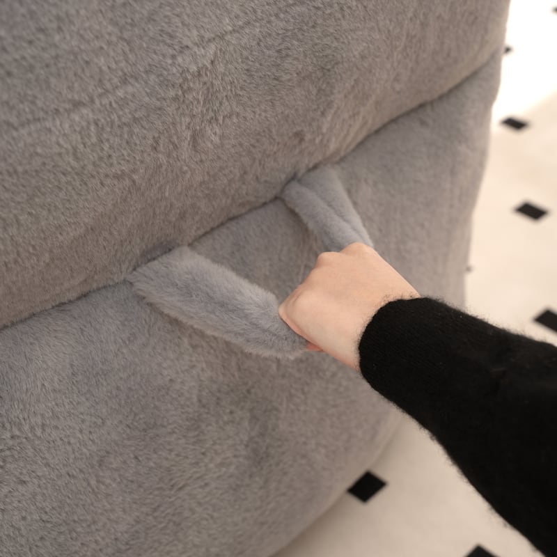 Faux Fur Bean Bag Chair with Back Support, High-Density Shredded Foam Filler, and Versatile Design