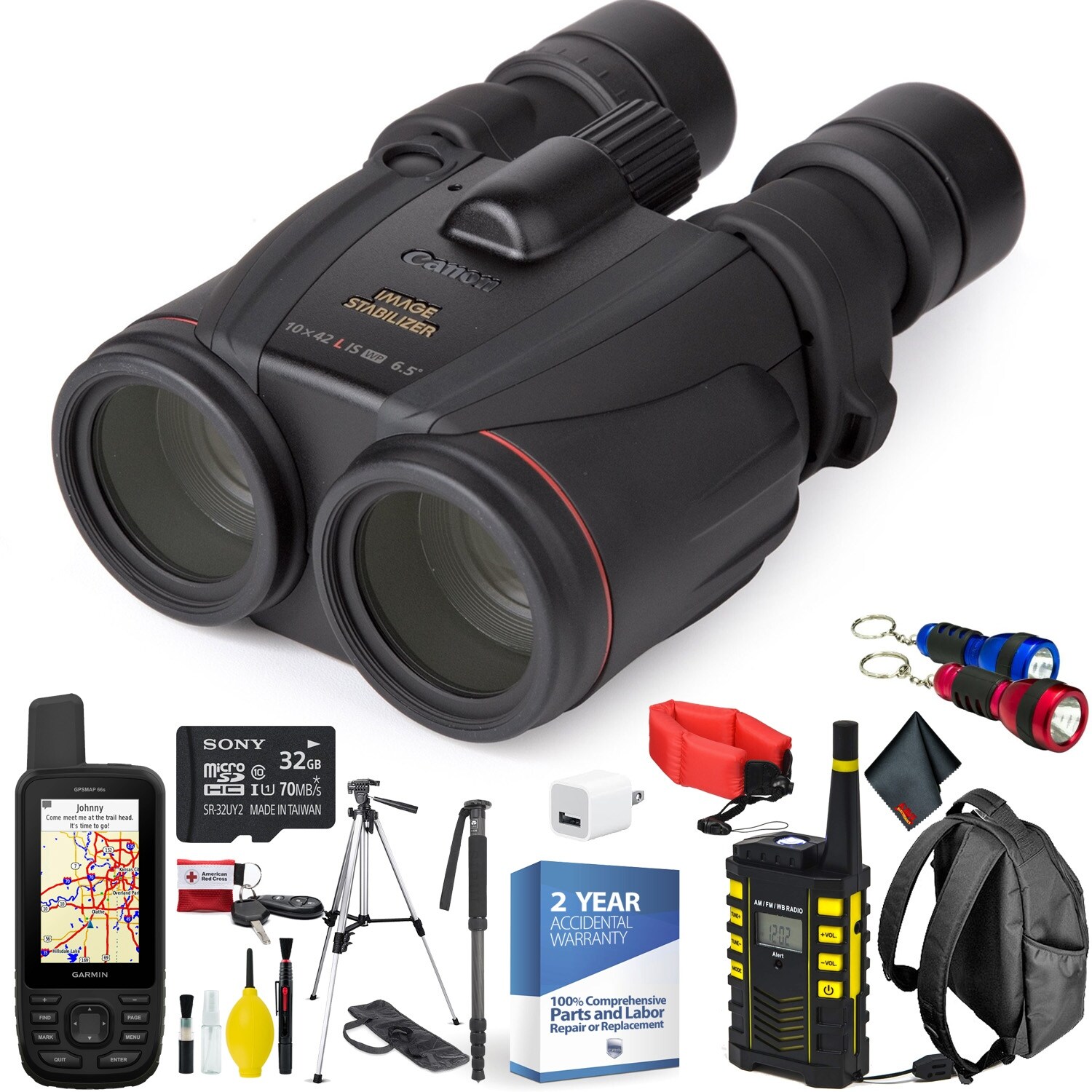 Canon 10x42 L IS WP Image Stabilized Binocular + Handheld GPS + Outdoor  Hiking Safety Kit + 2 Year Accidental Warranty - Overstock - 25748328