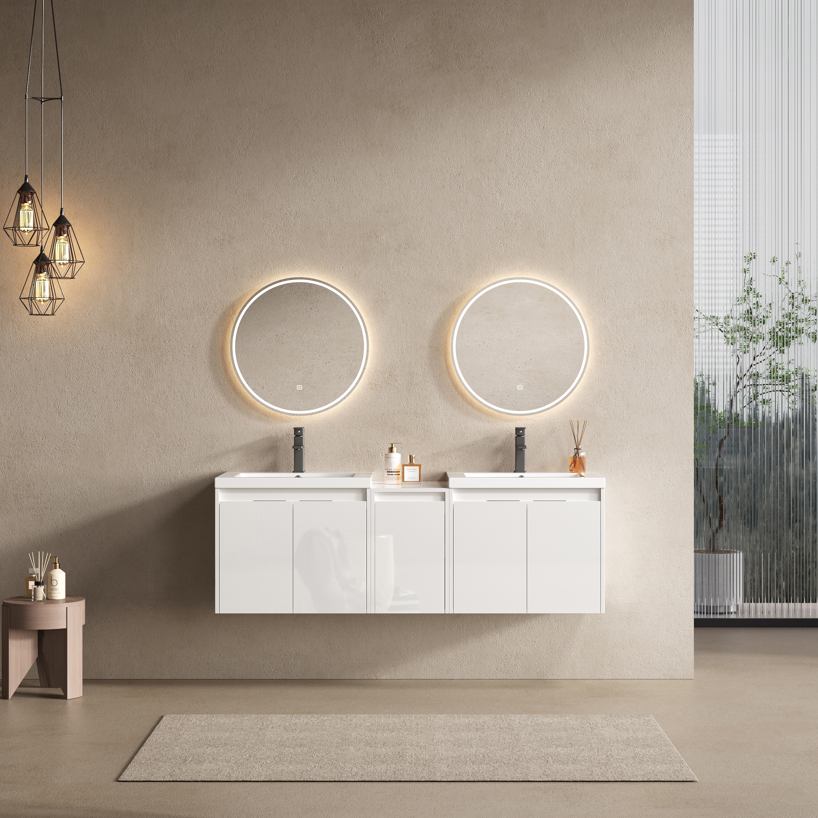 60" Bathroom Vanity With Resin Sink - 60 in