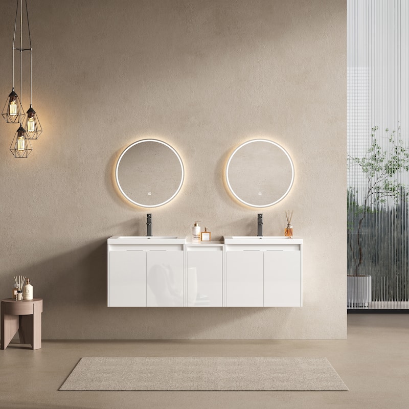 Float Mounting Bathroom Vanity With Resin Sink