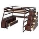 preview thumbnail 46 of 83, Loft Bed Frame wDesk and Storage Staircase, Wood Loft Bed with 7 Drawers and 2 Shelves, Kid's Loft Bed Study Bed with Staircase