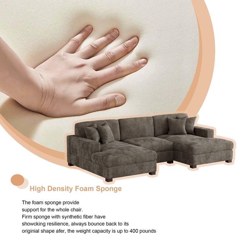 Oversized Chenille Modular Sectional Sofa With Deep Seat