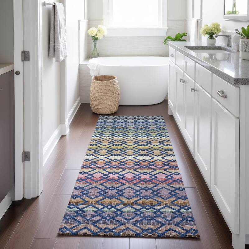 Machine Washable Indoor/ Outdoor Cabo Stripe Chantille Rug