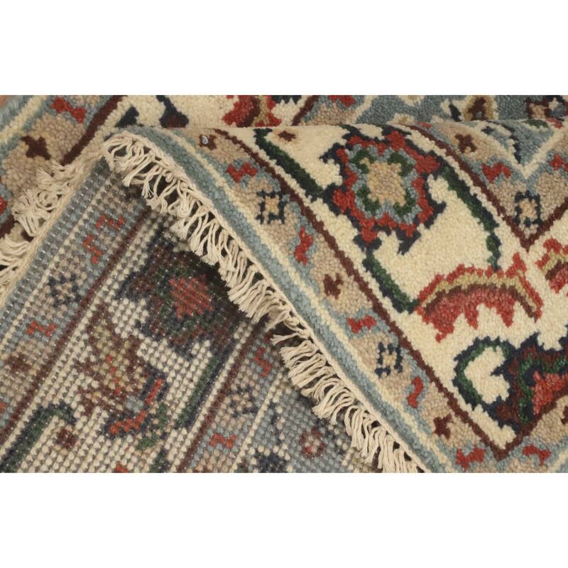 Hand-knotted Transitional Wool Carpet Blue Oushak Rug Oriental Carpet Floral Area Rug Oriental Carpet - 4' 11'' X 2' 11''