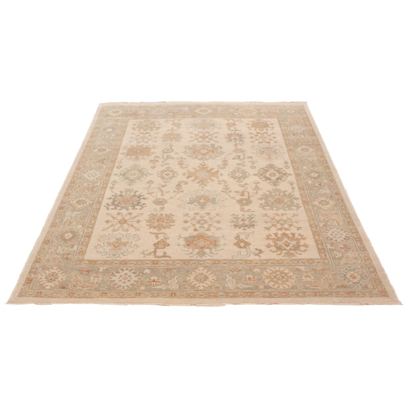 ECARPETGALLERY Hand-knotted Oushak Ivory Wool Rug - 8'0 x 10'2