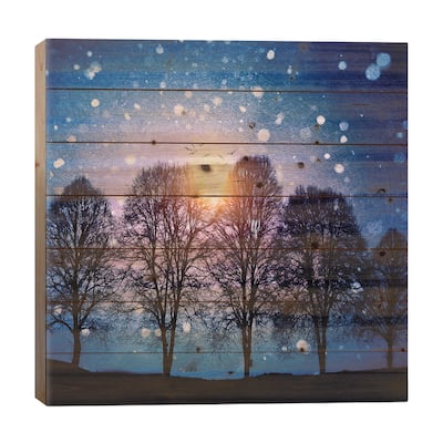 Sounds Of Winter Print On Wood by Viviana Gonzalez - Multi-Color