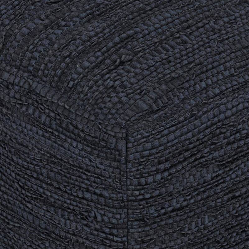 WYNDENHALL Garcia Boho Square Pouf in Woven Genuine Leather