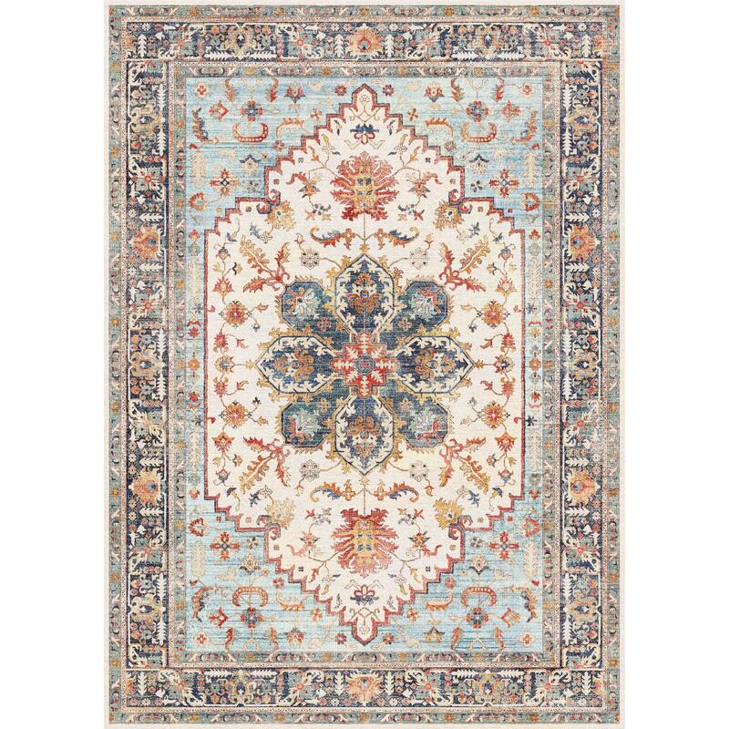 Mcow Vintage Harmony Collection Low-Pile Machine-Washable Area Rug