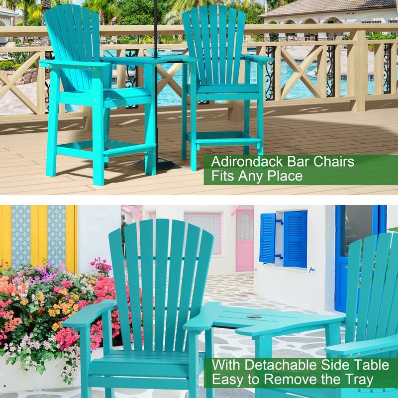 Modern Outdoor Bar Stools Set of 2 or 4 - with Ergonomic Adirondack Design, Durable HDPE Construction & Weather-Resistant