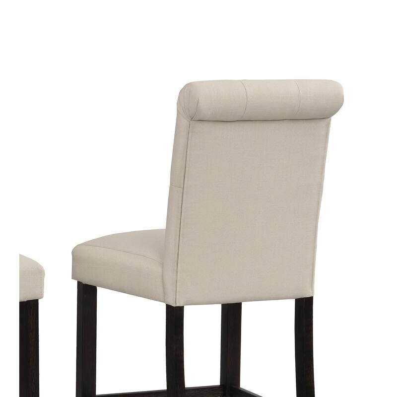 Tufted Button Bar Chair, Wooden High Chair, Upholstered Dining Chair, Bistro Chair, Counter Reception Chair (Set of 2)