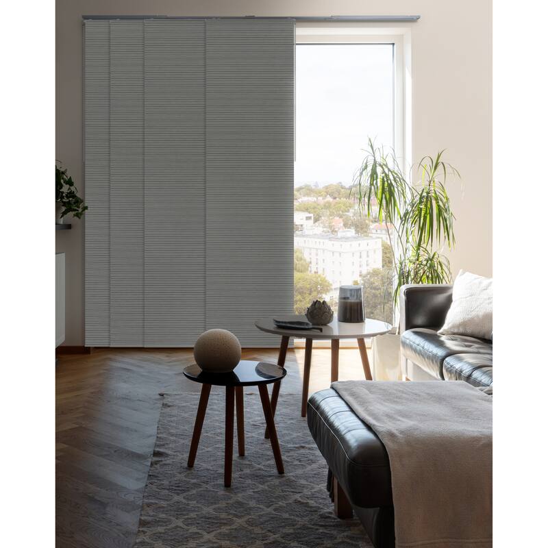 GoDear Design 99.99% Blackout & Sheer Natural Woven Adjustable Sliding Panel Track Blinds, Vertical Blinds, 45.8"- 86" W x 96" L