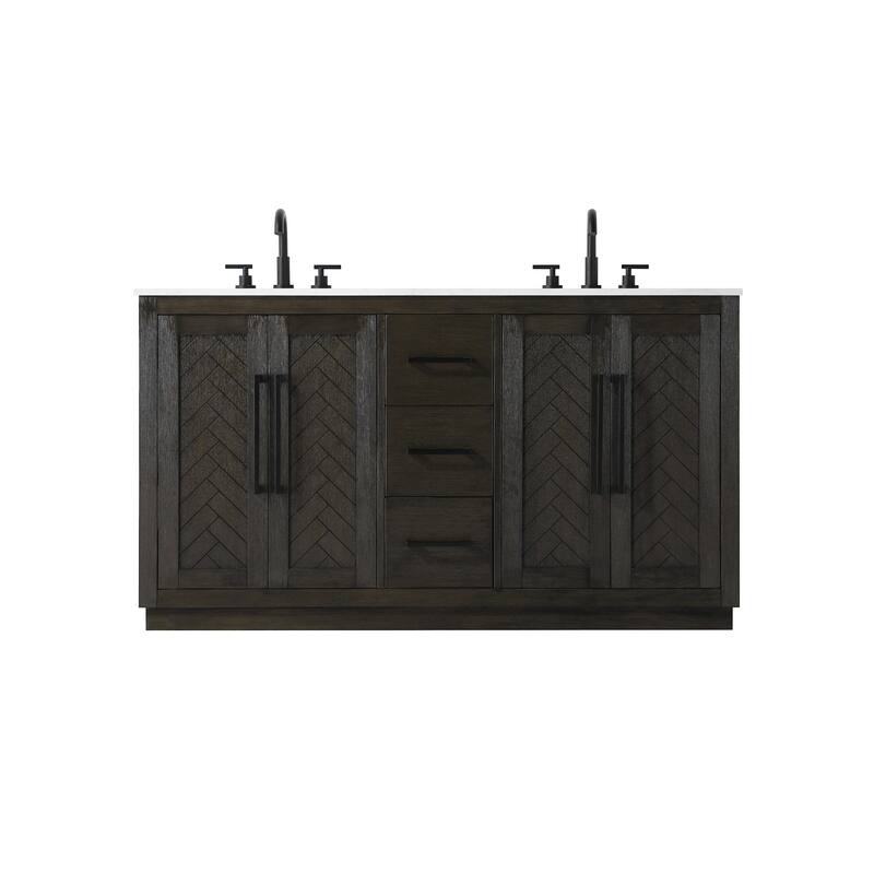 Elegant Lighting VF29060D Chase 60" Free Standing Double Basin Vanity - Chocolate Oak