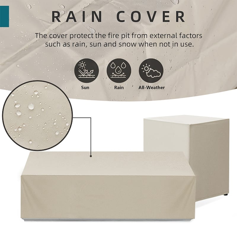 UPHA 42 Inch Outdoor Propane Fire Pit Table, 50,000 BTU Iron Rectangular Gas Fire Pits for Outside with Tank Cover and Lid