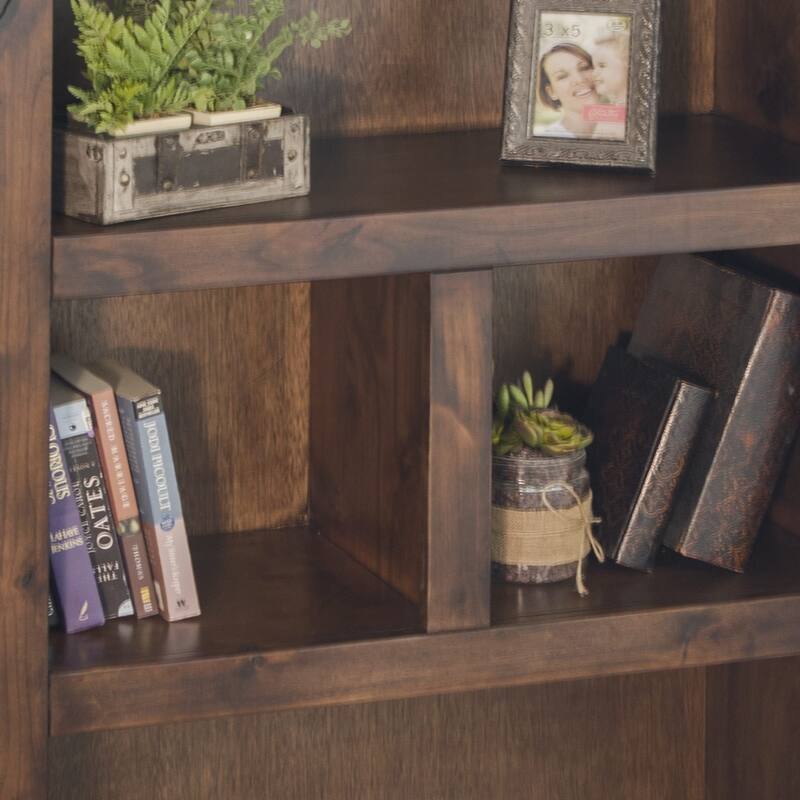 Bridgevine Home Sausalito 49 inch high Bookcase, No Assembly Required, Whiskey Finish