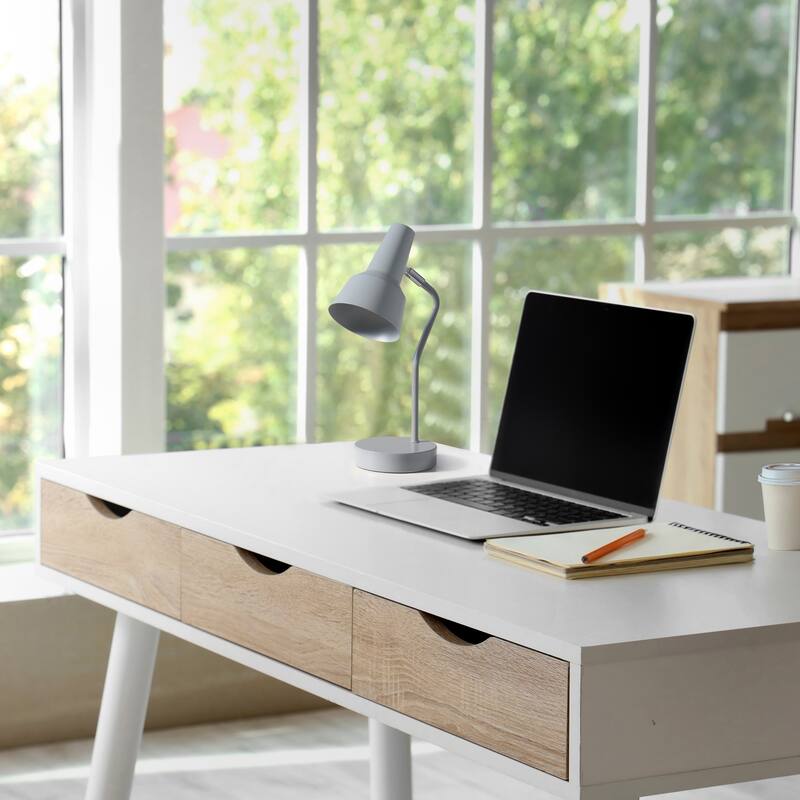 Desk Lamp with Cone Shade and Gooseneck - 15.25" - Gray