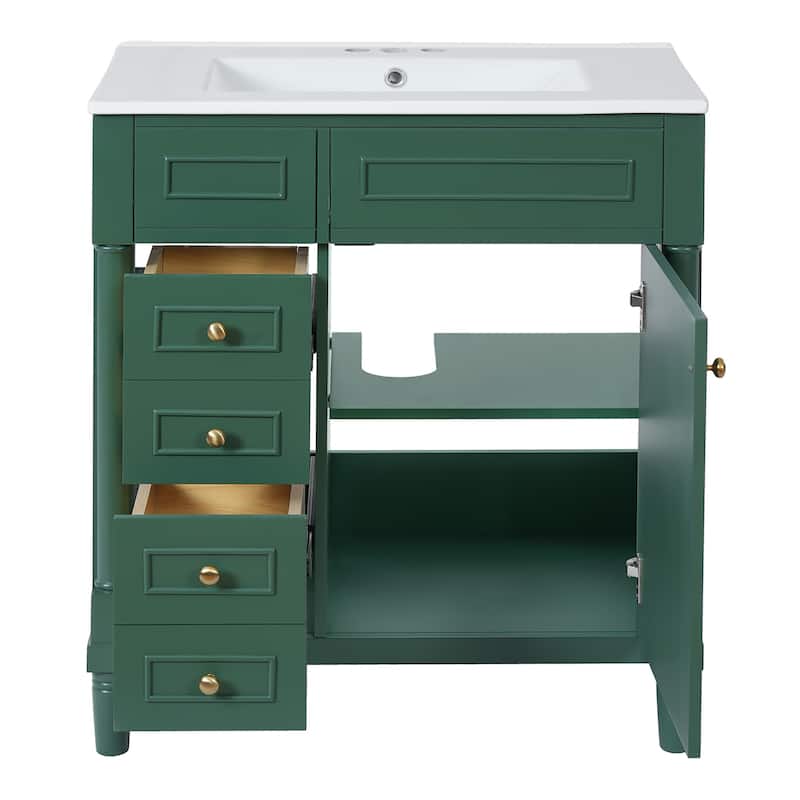 30" Bathroom Vanity with Sink With 2 drawers and soft close doors