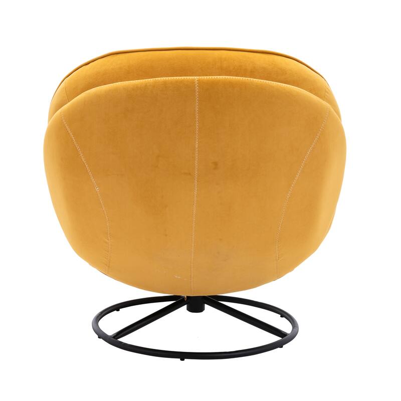 Velvet Swivel Accent Chair with Ottoman & Metal Legs (360° Rotation)