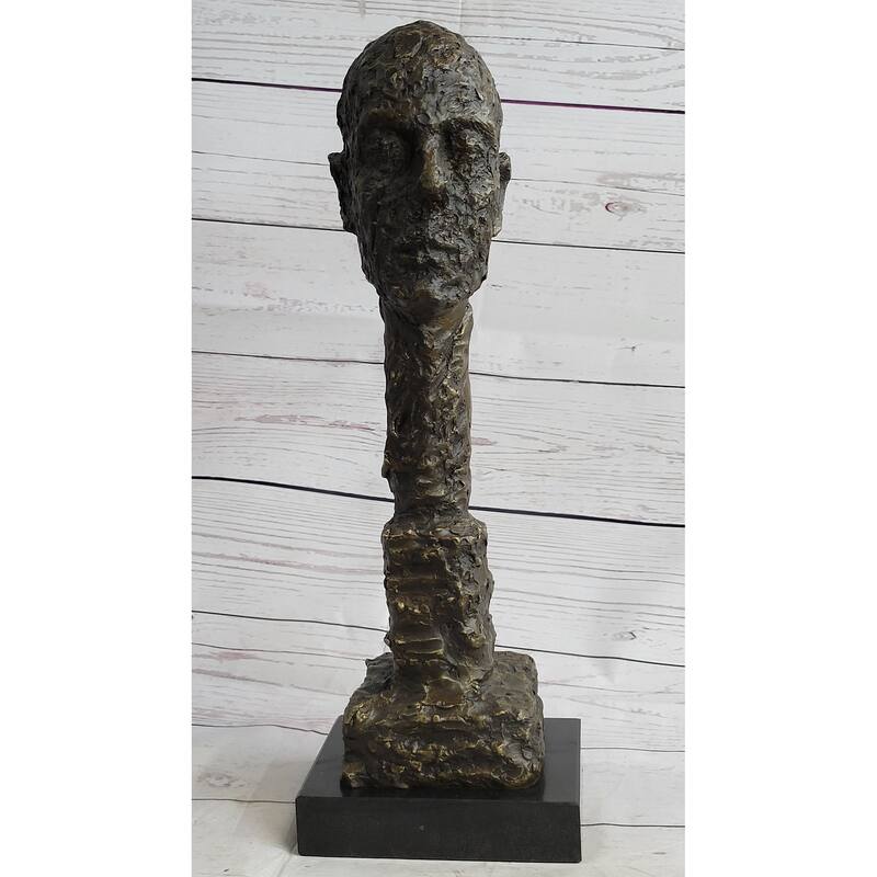 Giacometti Gia Bronze Head Face Bust Sculpture Statue Brutalist Surrealism 15 Inches X 5 Inches