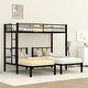 preview thumbnail 3 of 7, Black Twin XL over Twin & Twin Metal Triple Bunk Bed with Guardrails and Ladder, Convertible to 3 Beds