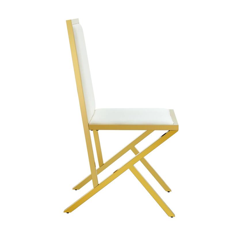 17.3" Black PU Dining Chairs with Gold Metal Legs, Set of 4